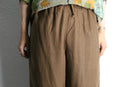 brown linen wide easy pants