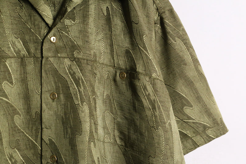 “PRONTI” khaki wave design polyester s/s shirt