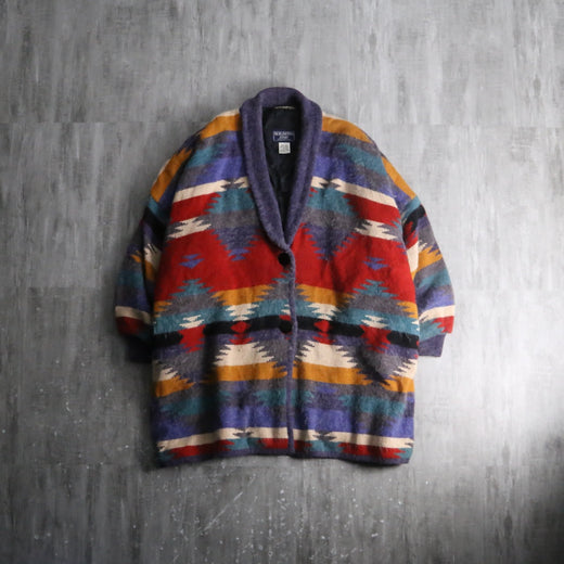 1990s ortega pattern knit gown coat