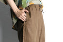 brown linen wide easy pants