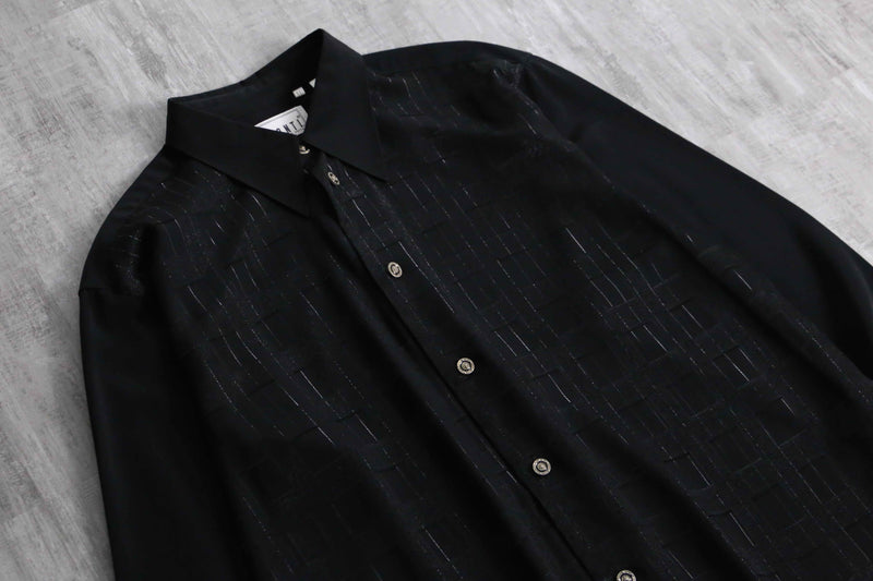 1990s PRONTI jacquard black shirt