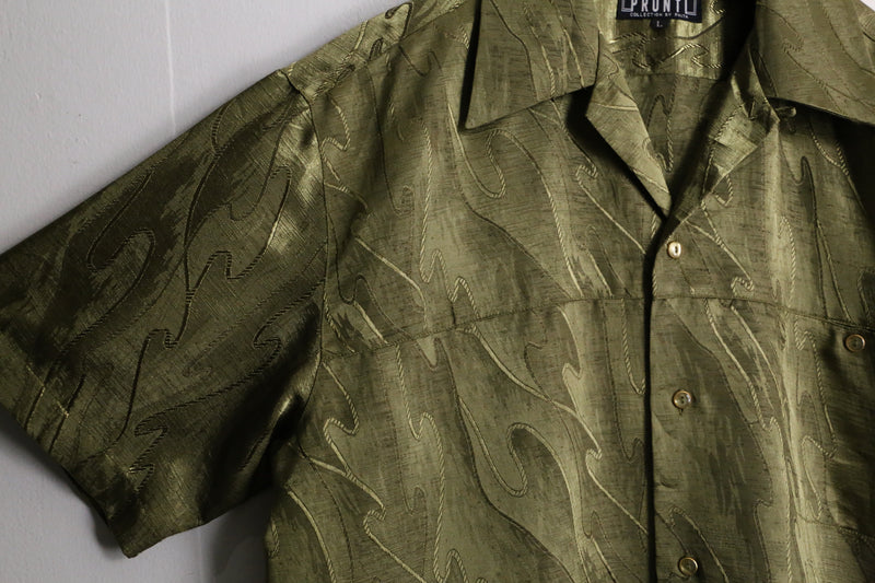 “PRONTI” khaki wave design polyester s/s shirt