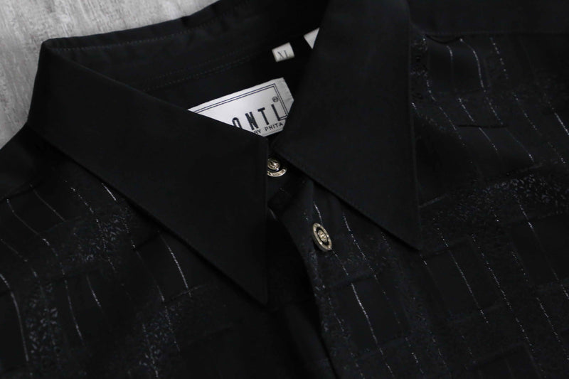 1990s PRONTI jacquard black shirt