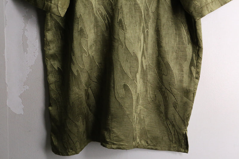 “PRONTI” khaki wave design polyester s/s shirt