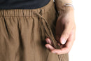 brown linen wide easy pants