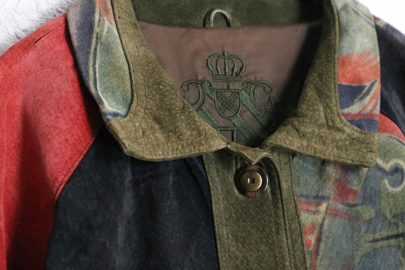 patchwork suede leather middle jacket coat