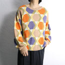 warm color total pattern cotton knit