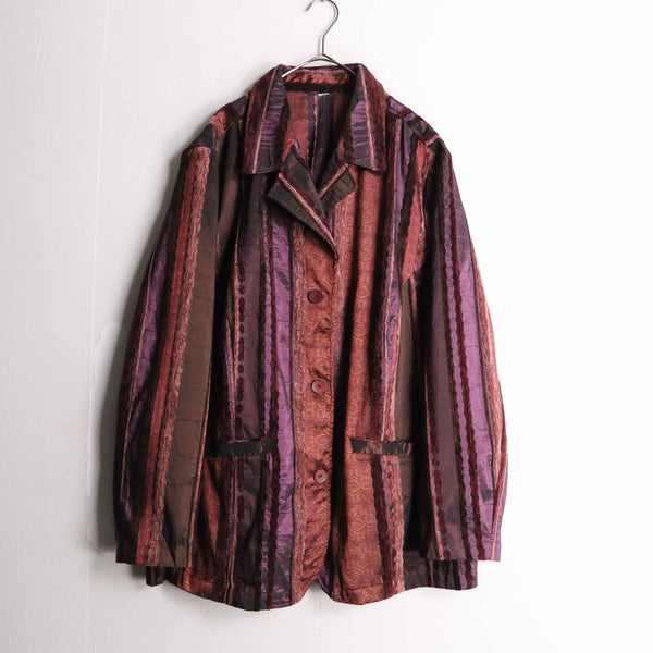wine color multi stripe design easy tailored jacket