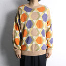 warm color total pattern cotton knit