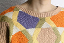 warm color total pattern cotton knit