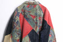 patchwork suede leather middle jacket coat