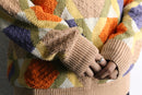 warm color total pattern cotton knit