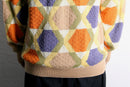 warm color total pattern cotton knit