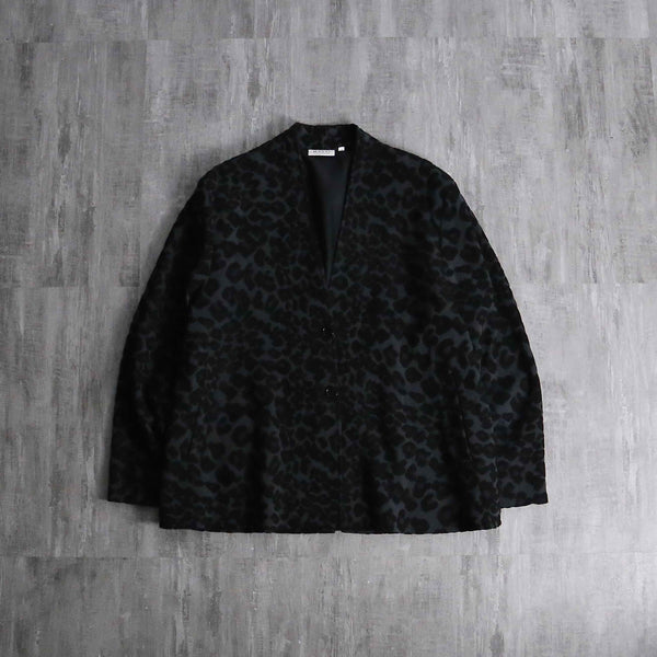 leopard collar less jacket