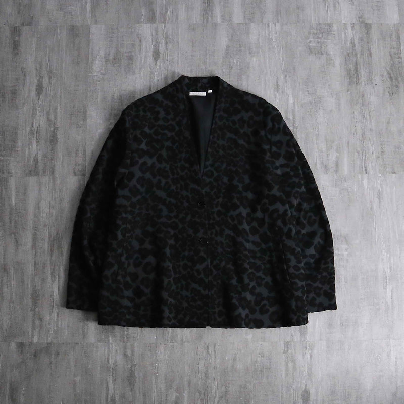 leopard collar less jacket