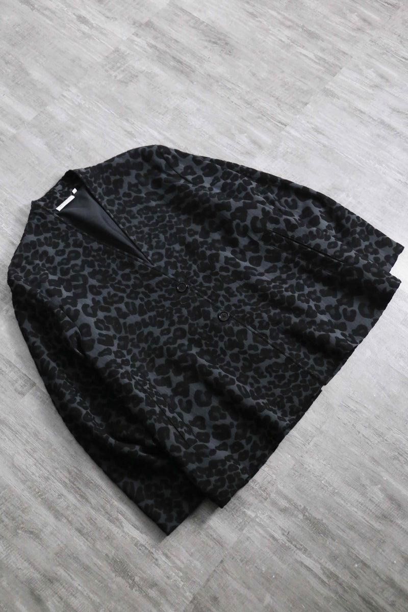 leopard collar less jacket