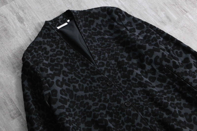 leopard collar less jacket