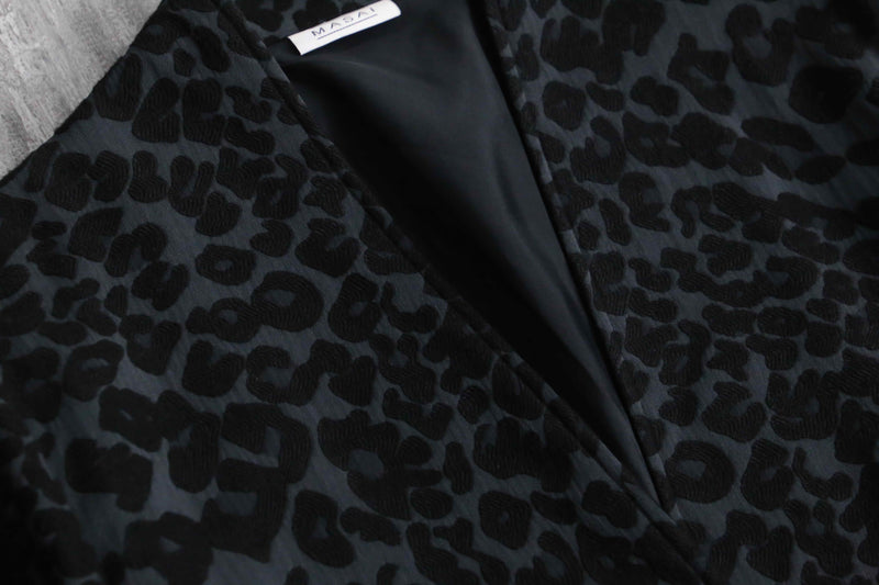 leopard collar less jacket