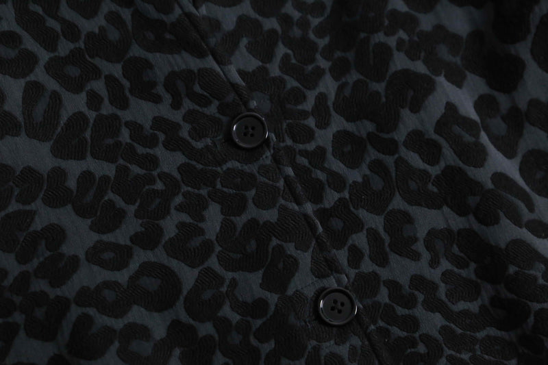 leopard collar less jacket