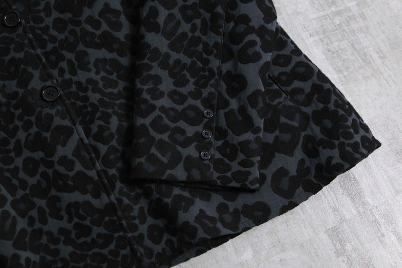 leopard collar less jacket