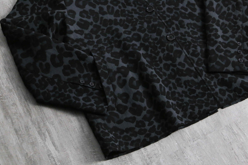 leopard collar less jacket