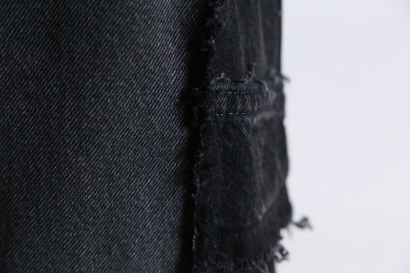 remake "再構築" black belt loop design flare denim pants