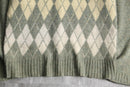 green beige wool argyle knit