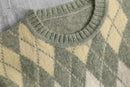 green beige wool argyle knit