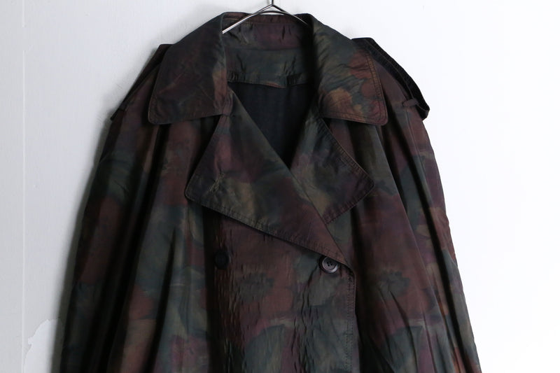 botanical pattern nylon long coat