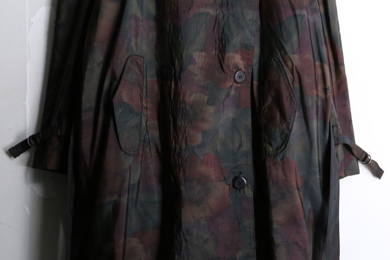 botanical pattern nylon long coat