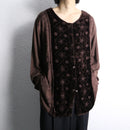 brown ethnic velour panel rayon cardigan