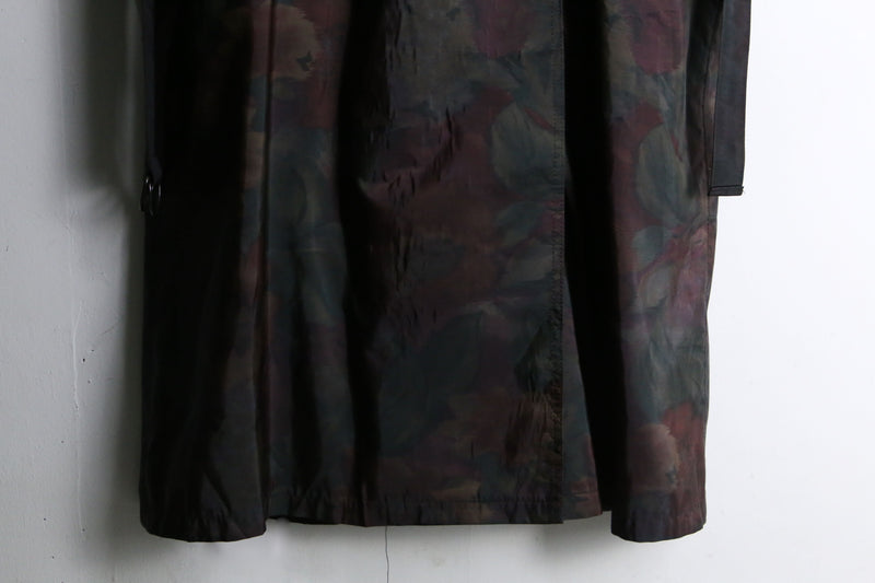 botanical pattern nylon long coat