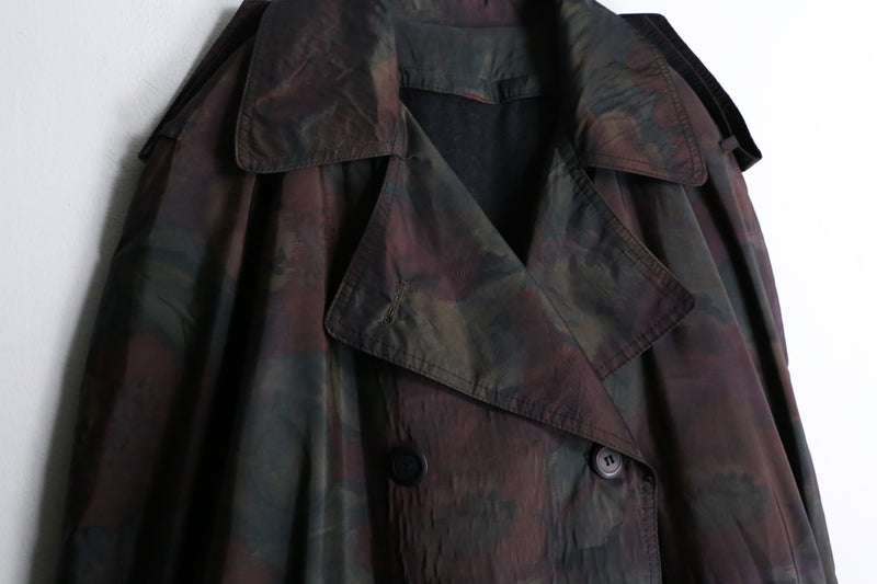 botanical pattern nylon long coat