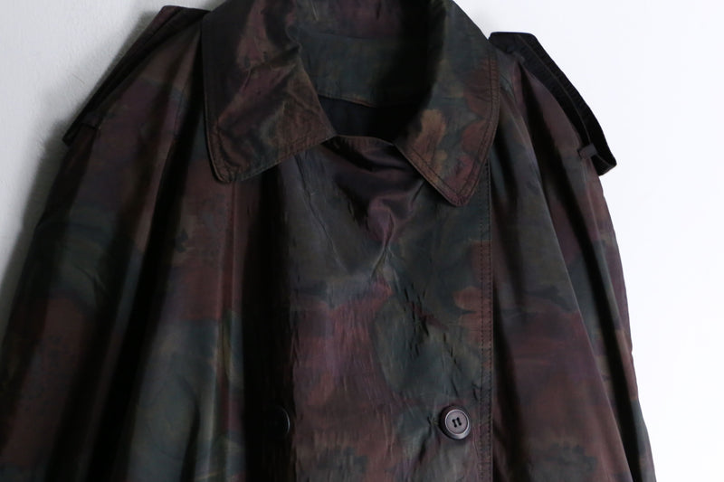 botanical pattern nylon long coat