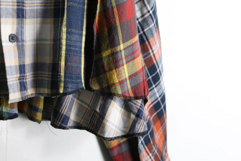 “Re:make” multicolored check short length hoodie