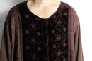 brown ethnic velour panel rayon cardigan