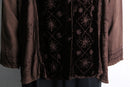 brown ethnic velour panel rayon cardigan