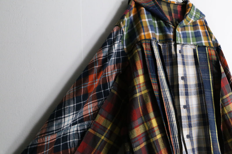 “Re:make” multicolored check short length hoodie