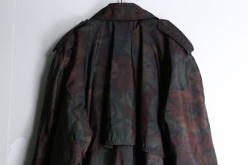 botanical pattern nylon long coat