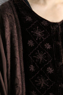 brown ethnic velour panel rayon cardigan