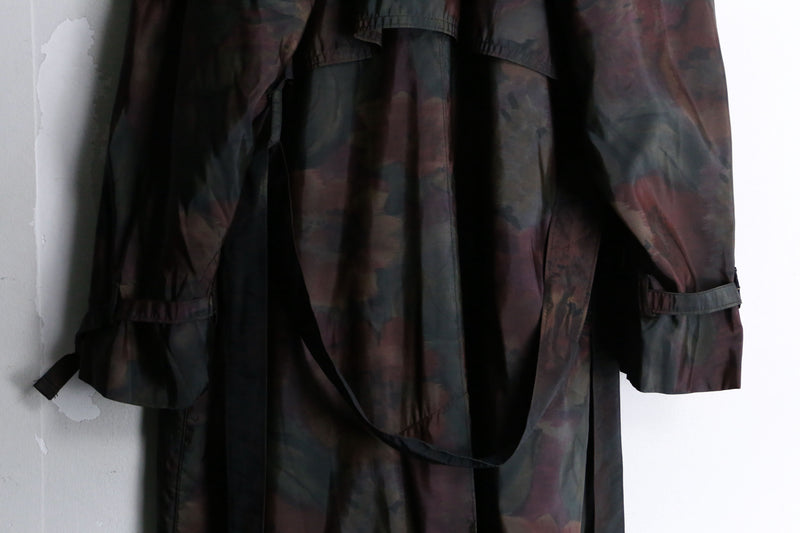 botanical pattern nylon long coat