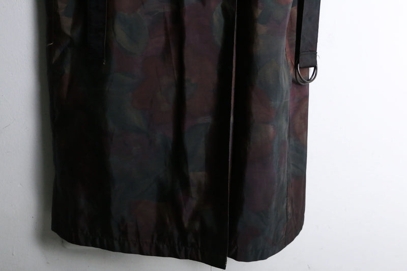 botanical pattern nylon long coat