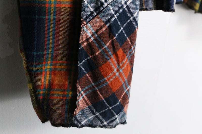 “Re:make” multicolored check short length hoodie