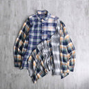 "Re:make" check asymmetry patckwork shirt pullover