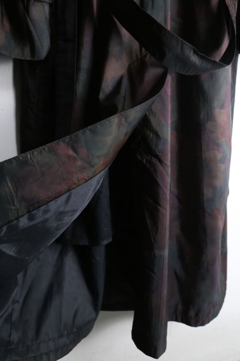 botanical pattern nylon long coat