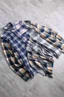 "Re:make" check asymmetry patckwork shirt pullover