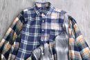 "Re:make" check asymmetry patckwork shirt pullover
