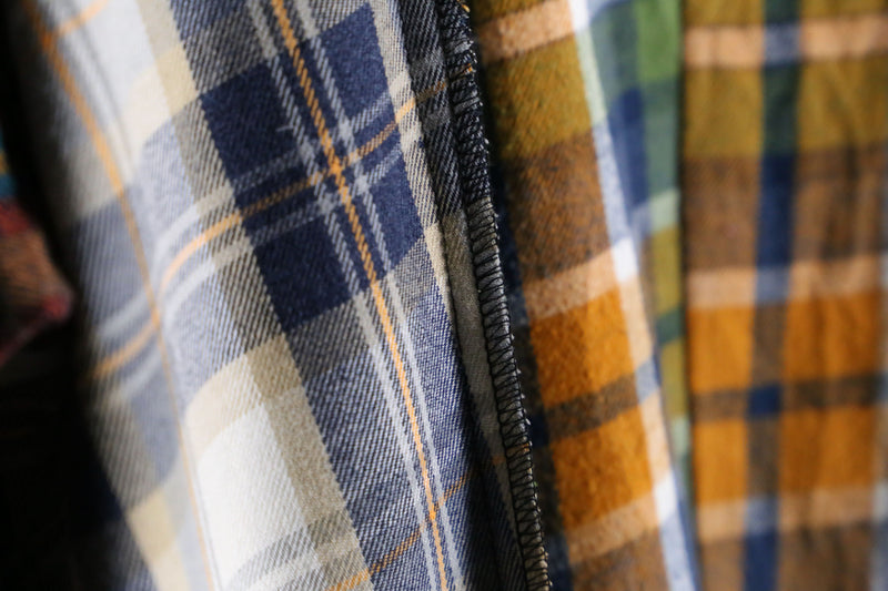 “Re:make” multicolored check short length hoodie