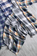 "Re:make" check asymmetry patckwork shirt pullover