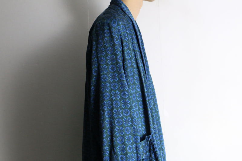 turquoise blue geometric patterns gown shirt